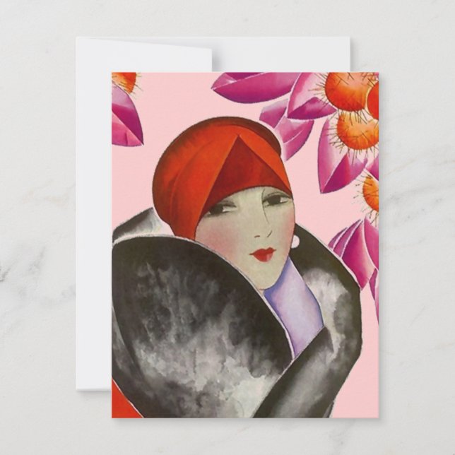 Fashionable Lady Inviation Brunch Afternoon Tea Invitation (Front)