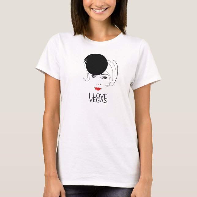 Fashionable Las Vegas lady with hat on T-Shirt (Front)