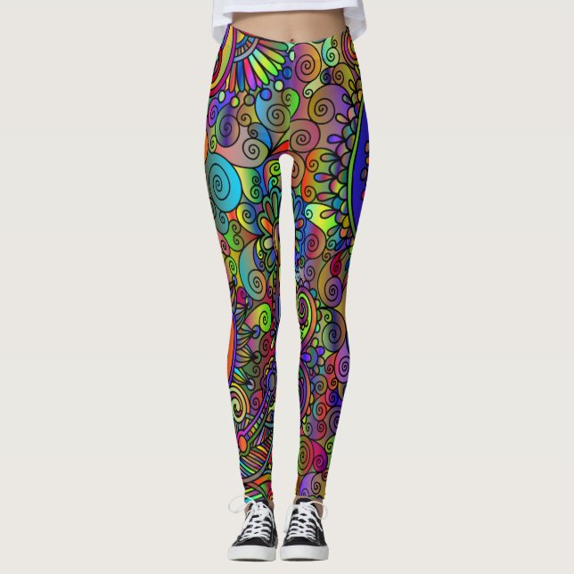 Fashionable leggings in psychedelia style (Front)