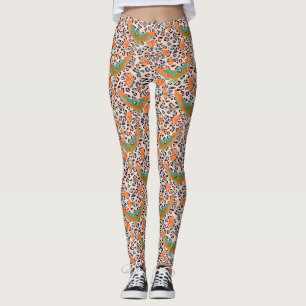 Fashionable leopard print, birds of Paradise Leggings