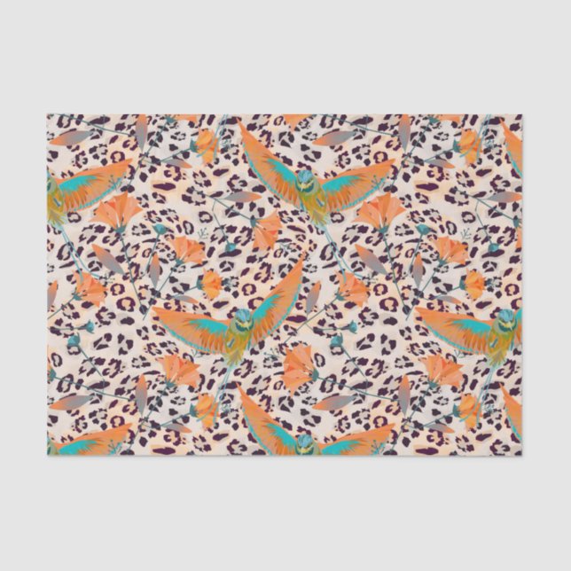 Fashionable leopard print, birds of Paradise Tissue Paper (Front)