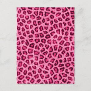 Fashionable leopard skin fluffy fur effect postcard