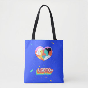 Fashionable Live With Pride Rainbow LGBTQ+ Lesbian Tote Bag