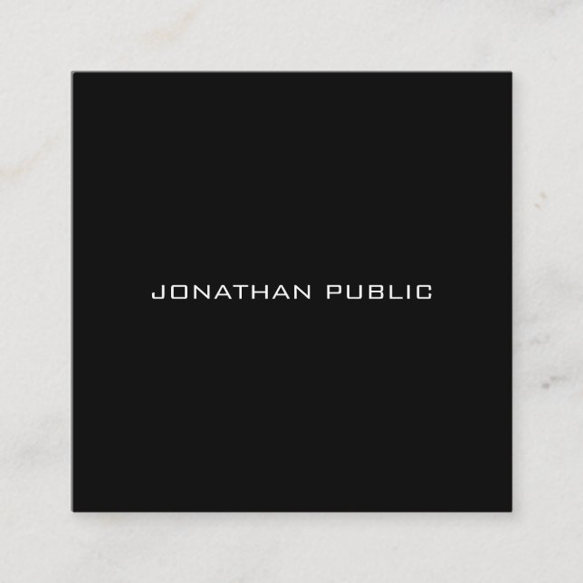 Fashionable Minimalist Elegant Black Simple Modern Square Business Card (Front)