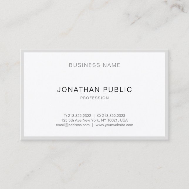 Fashionable Modern Minimalist Plain Simple Luxury Business Card (Front)
