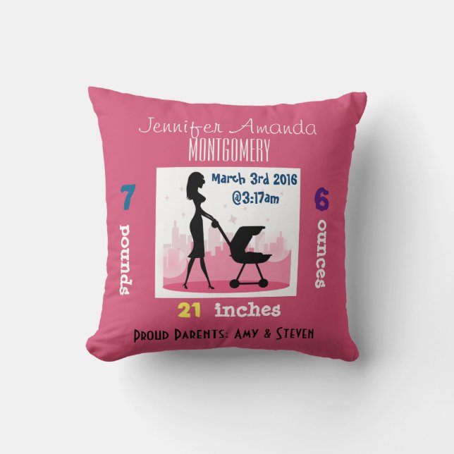 Fashionable Mummy Baby Announcement Cushion (Front)