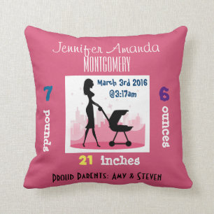 Fashionable Mummy Baby Announcement Cushion