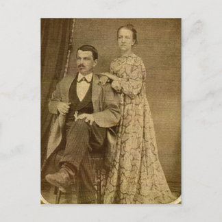 Fashionable Newlywed Couple circa 1870 Postcard