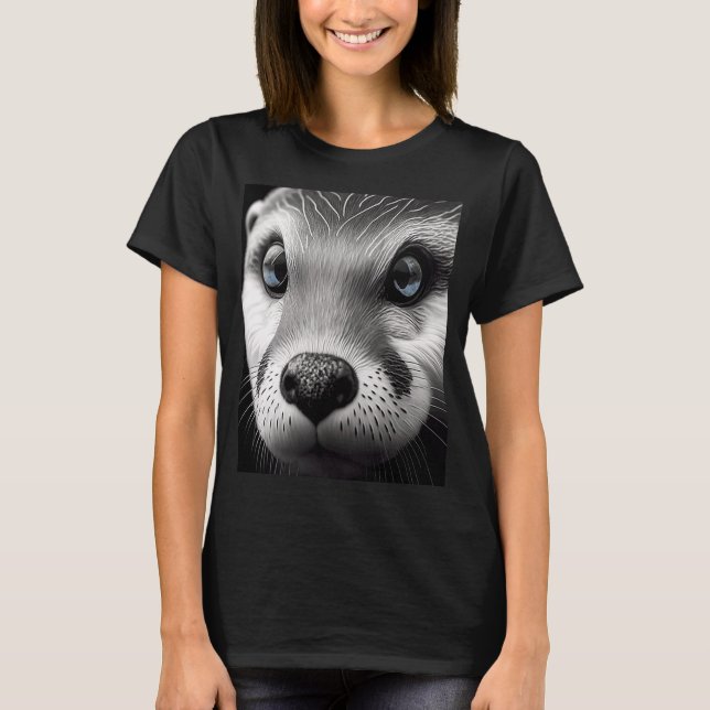 Fashionable Otter Cool Sea Otter With Blue Eyes  2 T-Shirt (Front)