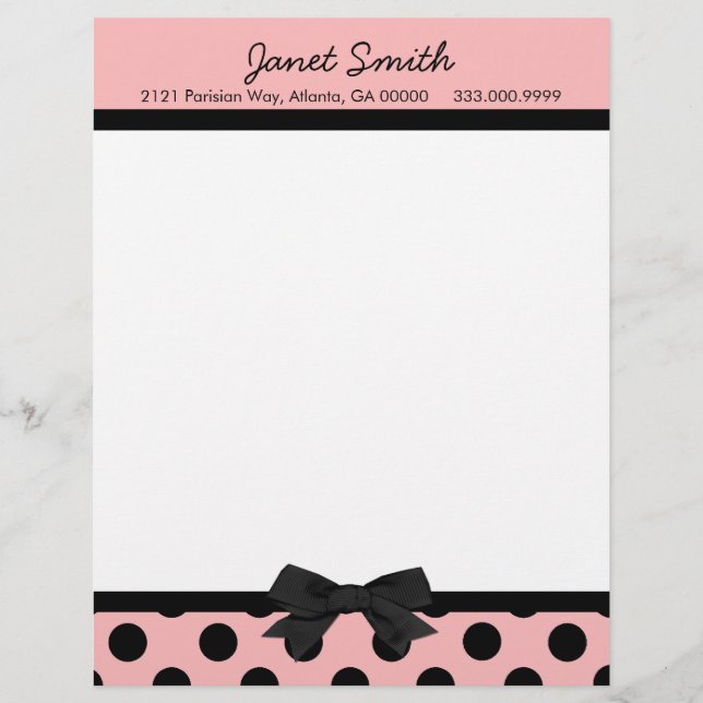 Fashionable Pink & Black Business Letterhead Design (Front)