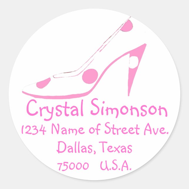 Fashionable Pink Shoe address label (Front)