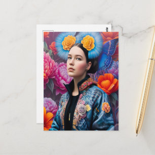 Fashionable princess in a jacket postcard