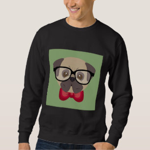 Fashionable Pug - Pug with Red Bowtie and Green Ba Sweatshirt