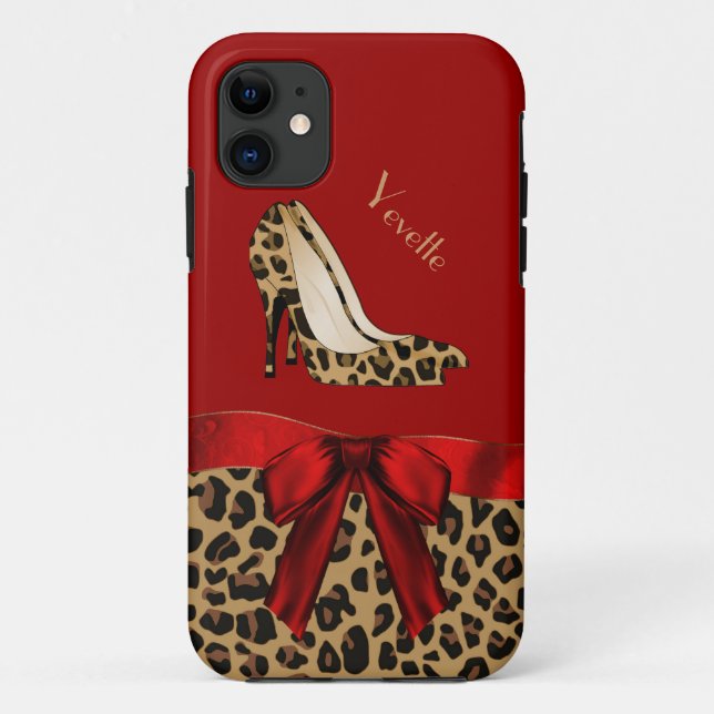 Fashionable Red & Jaguar Print iPhone 5 Case (Back)