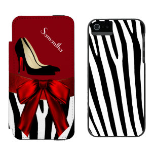 Fashionable Red & Zebra Print iPhone 5 Wallet Case Incipio Watson™ iPhone 5 Wallet Case
