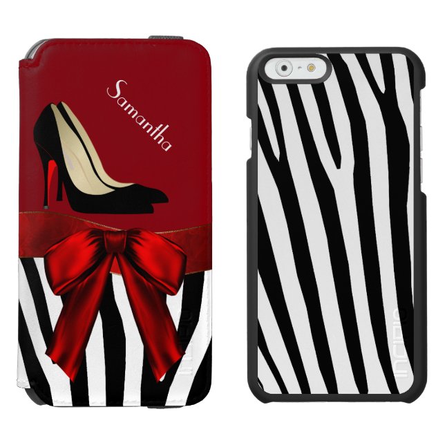 Fashionable Red & Zebra Print iPhone 6 Wallet Case Incipio iPhone Wallet Case (Side by Side)