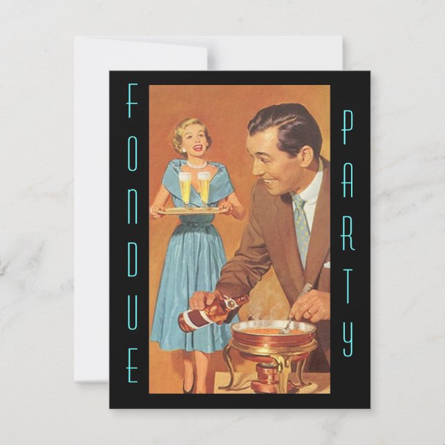 Fashionable Retro Fondue Party Theme Invitations (Front)