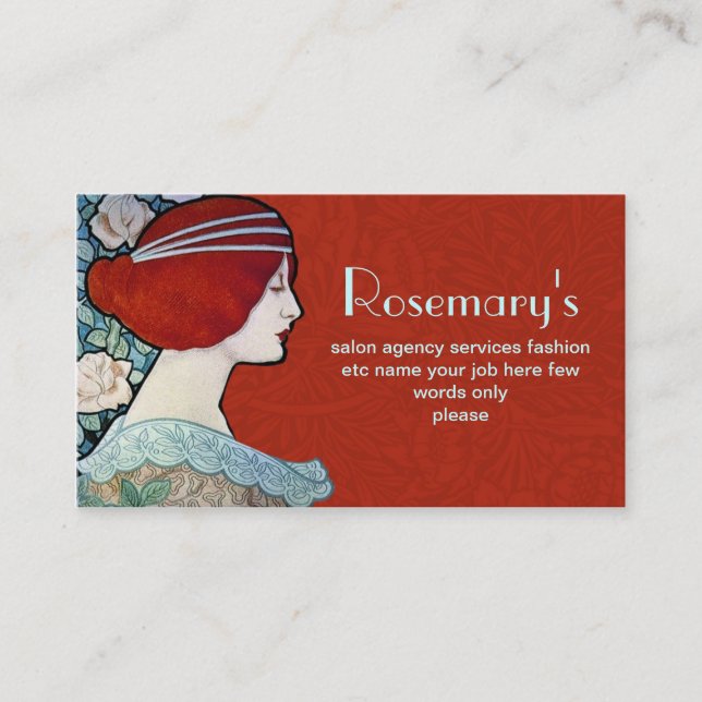 fashionable retro style business card with woman (Front)