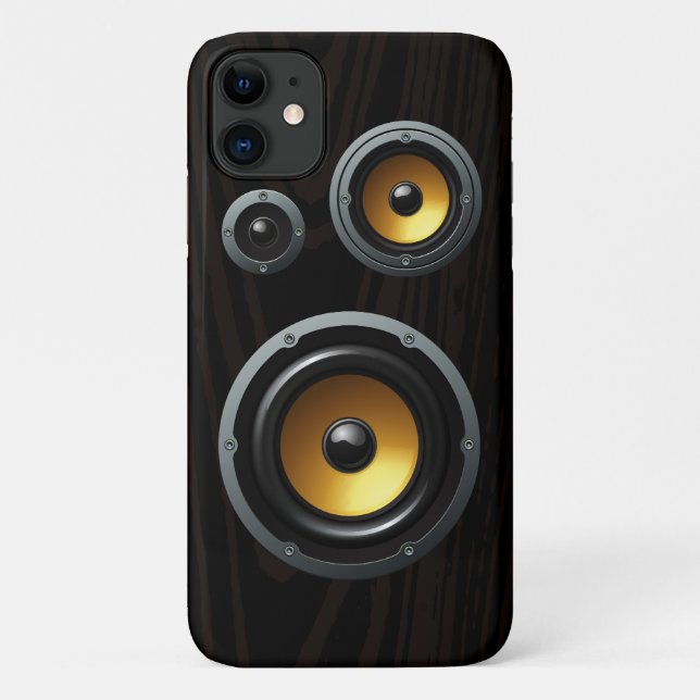 Fashionable Retro Wood Grain Speaker Trio Case-Mate iPhone Case (Back)