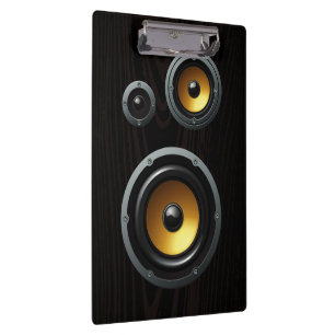 Fashionable Retro Wood Grain Speaker Trio Clipboard