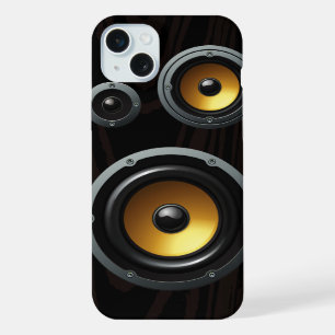 Fashionable Retro Wood Grain Speaker Trio iPhone 15 Plus Case