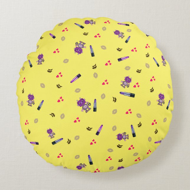 Fashionable robot round cushion (Front)