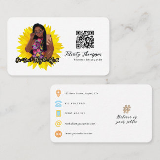Fashionable Selfie Girl QR Code Business Card