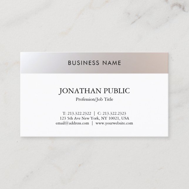 Fashionable Simple Modern Professional Trendy Business Card (Front)