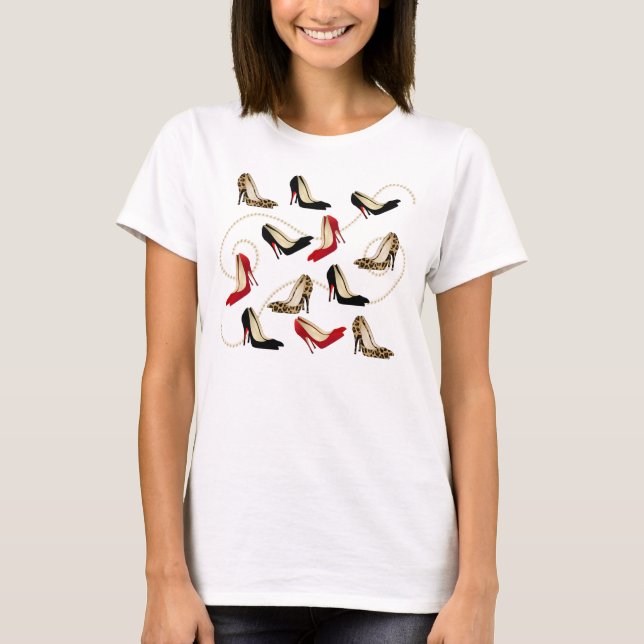 Fashionable Stilettos & Pearls Ladies T-Shirt (Front)