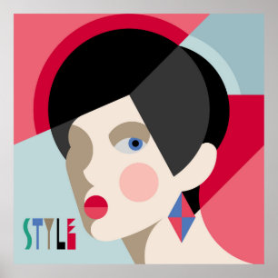 Fashionable stylish woman. Modernist style woman h Poster