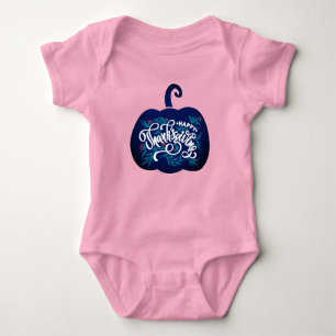 fashionable Text on pumpkin for Thanksgiving Baby Bodysuit