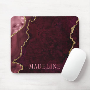 Fashionable Watercolor Rose Gold Marble Geode Mouse Mat
