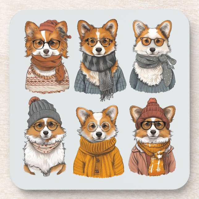 Fashionable Welsh Corgi Dogs Coaster (Front)