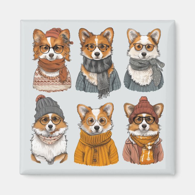 Fashionable Welsh Corgi Dogs Magnet (Front)