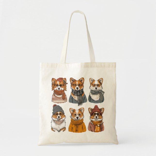Fashionable Welsh Corgi Dogs Tote Bag (Front)