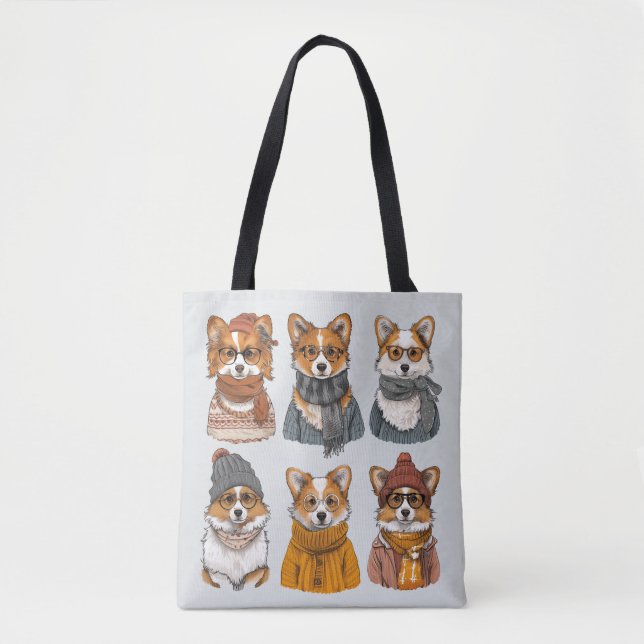 Fashionable Welsh Corgi Dogs Tote Bag (Front)