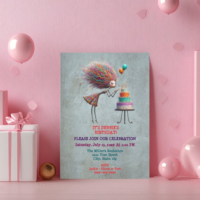 Fashionable  Whimsical Birthday Girl Invitation (Creator Uploaded)