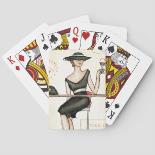 Fashionable Woman and Wine Glass Playing Cards