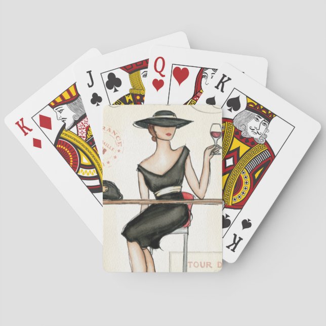 Fashionable Woman and Wine Glass Playing Cards (Back)