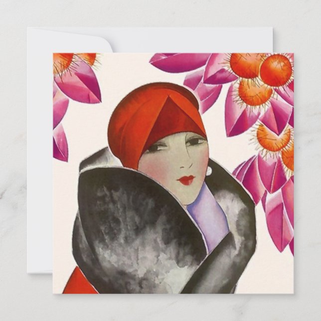 FASHIONABLE WOMAN LUNCH BRUNCH INVITATION INVITE (Front)