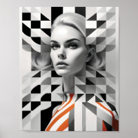 Fashionable Woman Optical Illusion Black And White