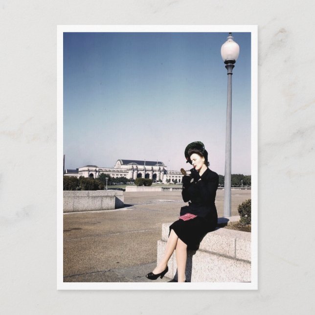 Fashionable Woman, Union Station, Washington DC Postcard (Front)