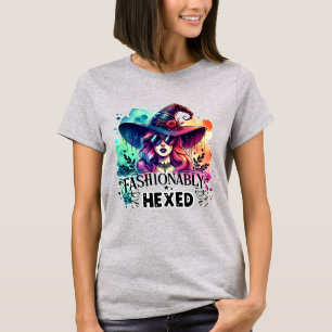 "Fashionably Hexed Witch – Modern Style Halloween  T-Shirt