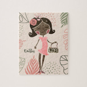 Fashionista Black Girl Personalised Jigsaw Puzzle