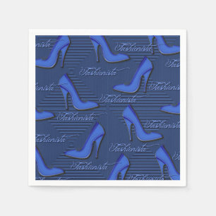 Fashionista Blue Shoes Pattern Napkins