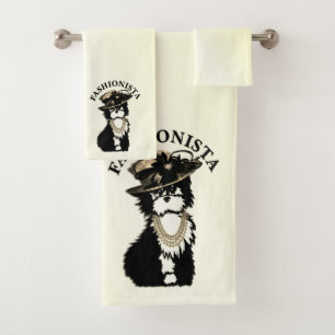 Fashionista Cute Puppy Dog all Dressed Up Yellow Bath Towel Set