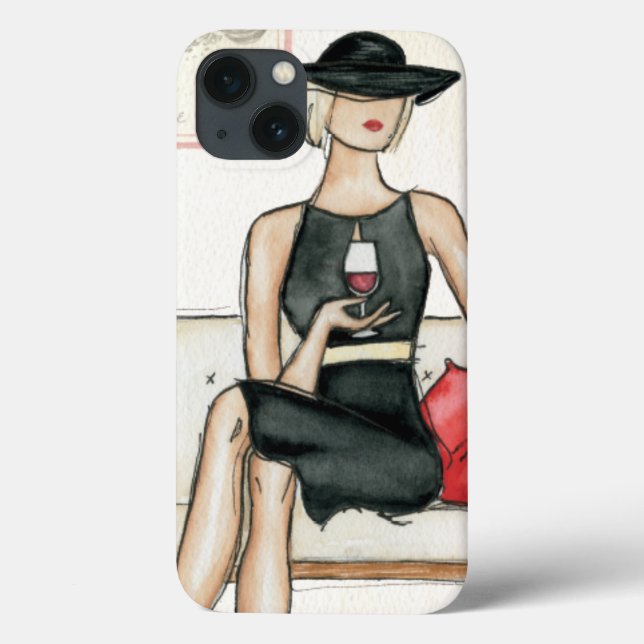Fashionista Drinking Wine Case-Mate iPhone Case (Back)