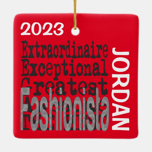 Fashionista Extraordinaire CUSTOM Ceramic Ornament (Back)