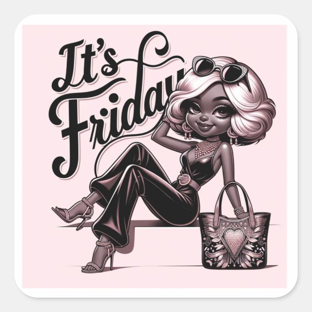 Fashionista Friday Vibes Sticker 🎀 (Front)