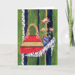 Fashionista Friend Birthday Card<br><div class="desc">Fun birthday day card for your fashionable friend!   Design with leopard print purse and zebra print pumps created by watercolor artist,  Chris Ambrose.  Text can be customised too!</div>